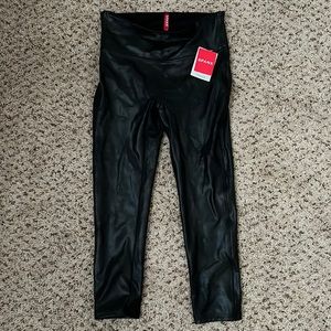 Spanx cropped faux leather leggings